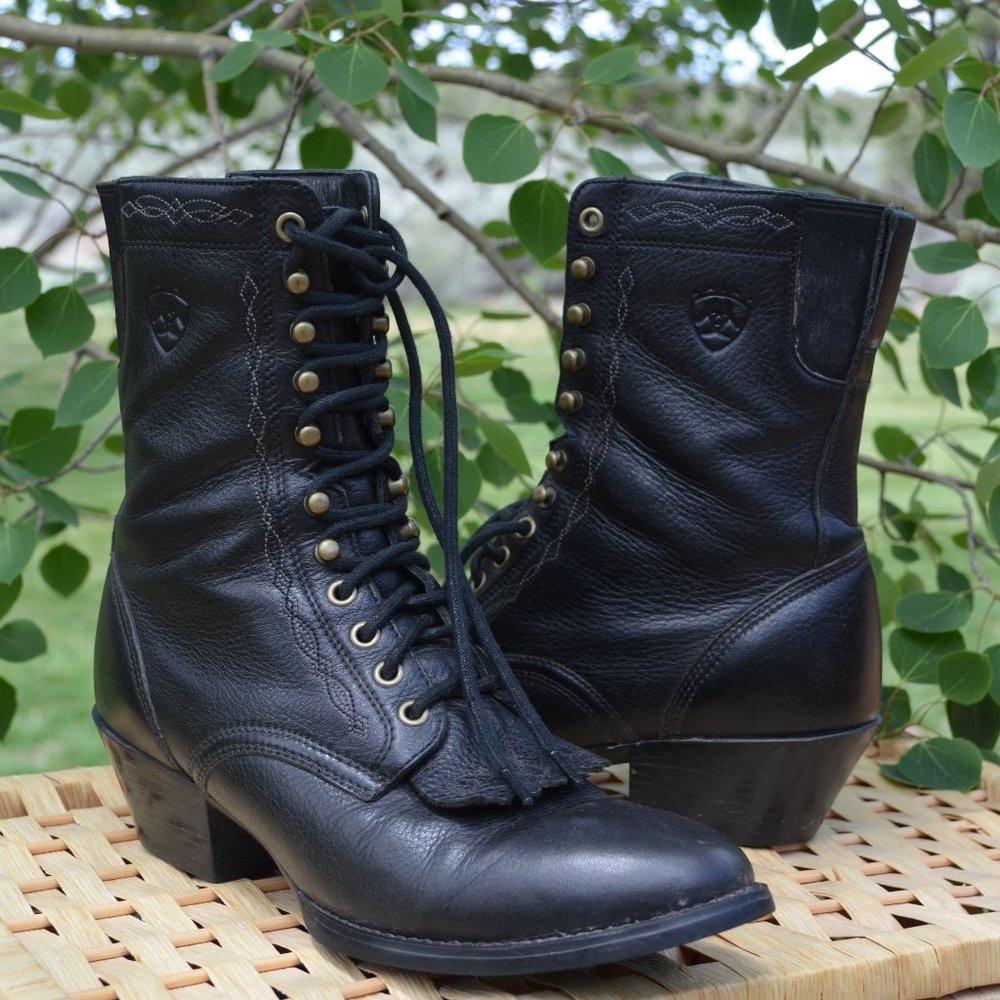 ARIAT Heritage lace kiltie black boots, size 6.5M